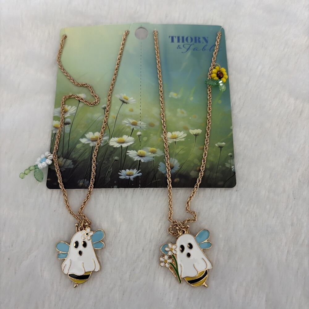 Thorn & Fable New‎ Hot Topic Necklace Jewelry Emo Friendship Set Bee Fairy Ghost